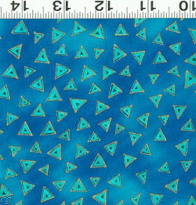 FQ Laurel Burch Basics Triangle Dark Aqua Metallic Fat Quarter