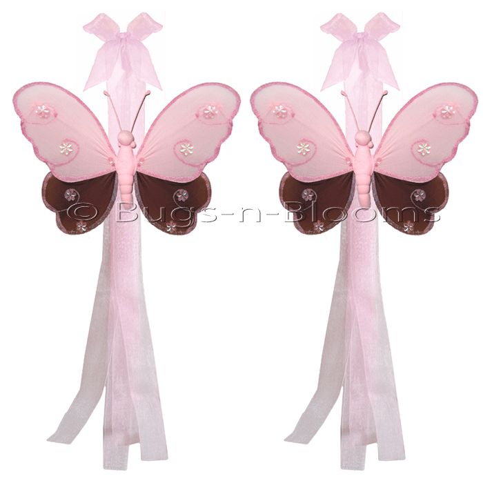 Butterfly Curtain Hailey Nursery Room Pink Brown Tie Back Tiebacks 