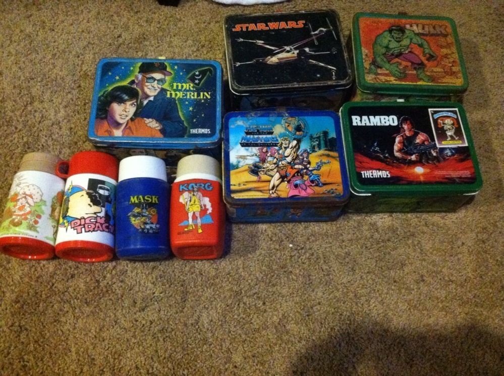 Vintage Lunchboxs 4 Thermos Star Wars Lunchbox 1977 Hulk Rambo Heman 