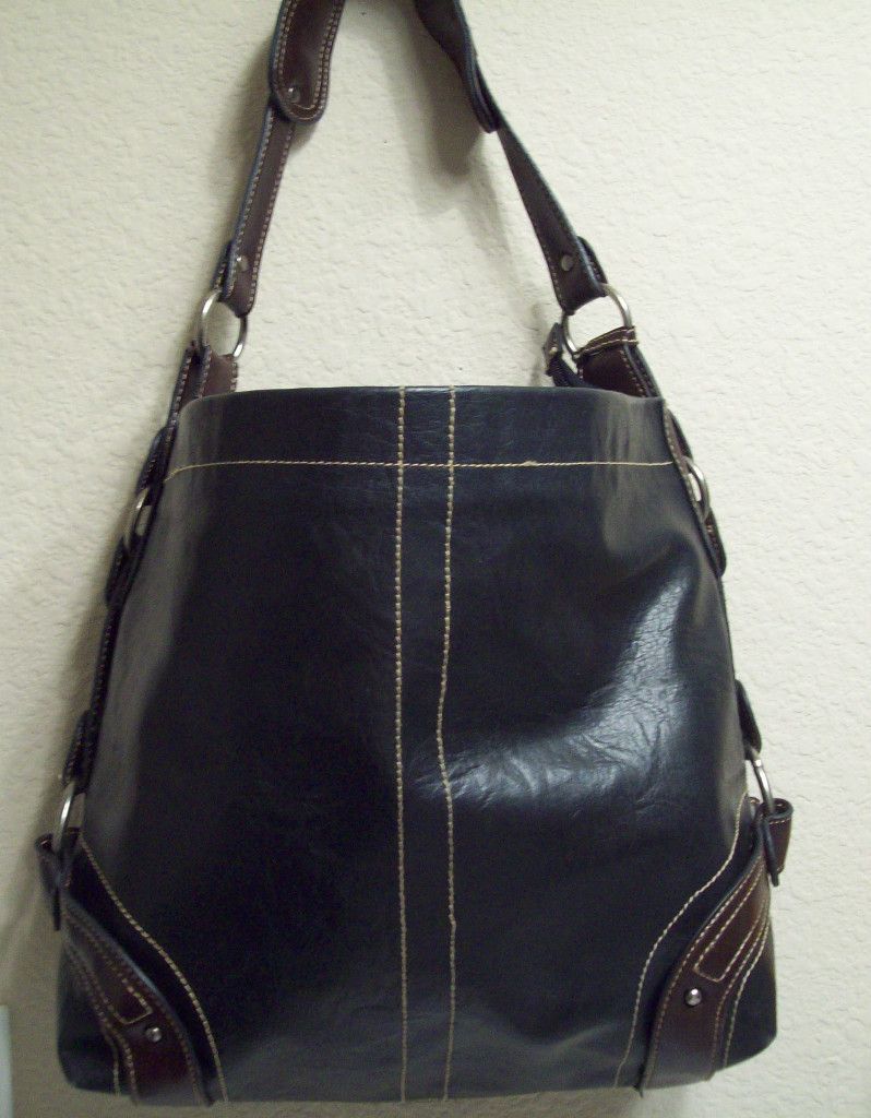 BUENO BLACK & BROWN PURSE TOTE SHOULDER BAG LARGE