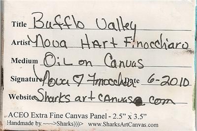 ACEO Original Art Canvas Painting Cowboy Buffalo Valley