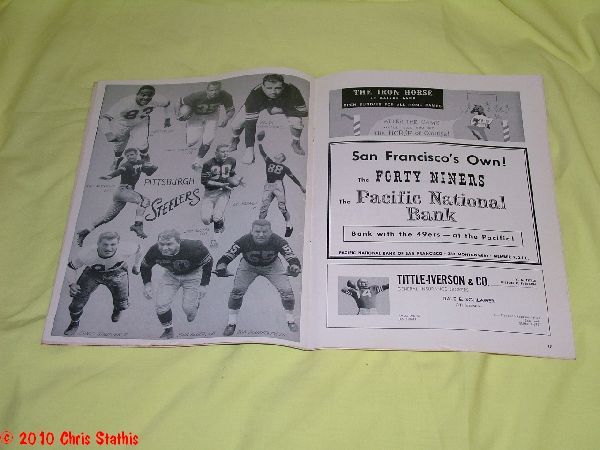 1958 San Francisco 49ers vs Pittsburgh Steelers Program