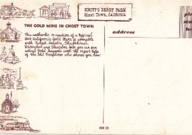 Buena Park CA Knotts Berry Farm Gold Mine Postcard