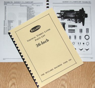 bullard 36 inch vertical turret lathe parts manual