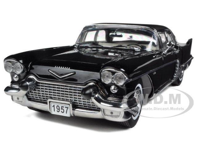 1957 Cadillac Brougham Ebony Black 1 18 Diecast Car Model by Sunstar 