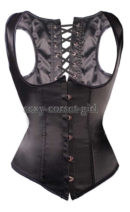 Gothic Underbust Corset Full Steel Boned Bustier S