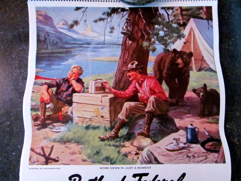 vintage 1948 HUNTING & FISHING Calendar with Advertising Hintermeister 