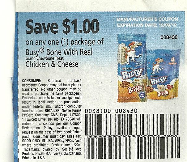 15 $1 1 Purina Busy Bone Dog Treats Snacks Coupons 12 8