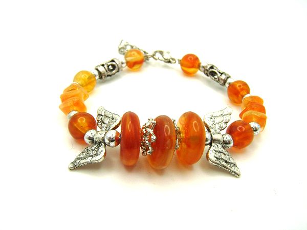 name orange murano beads w butterfly chain bracelet b081 model b081 