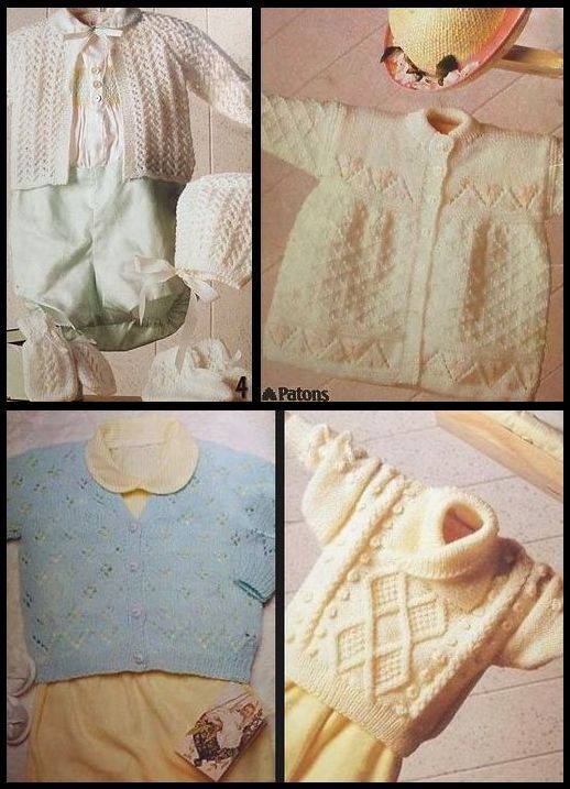Knitting 7 Patterns Baby Fair Isle Heart Bunny Sweaters Overalls Hats 
