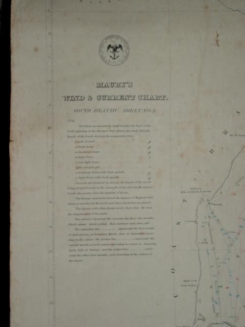 C1848 Maury Wind Current Chart s Atlantic for Whale SHIP Emily New 