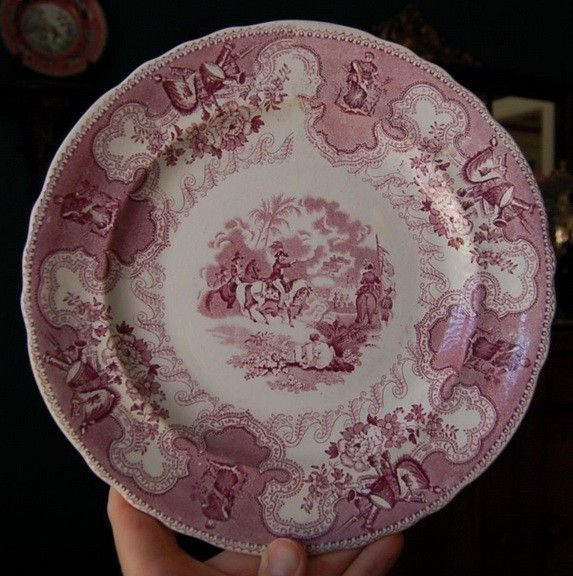 RARE Texian Campaigne Purple Transferware Dinner plt 2