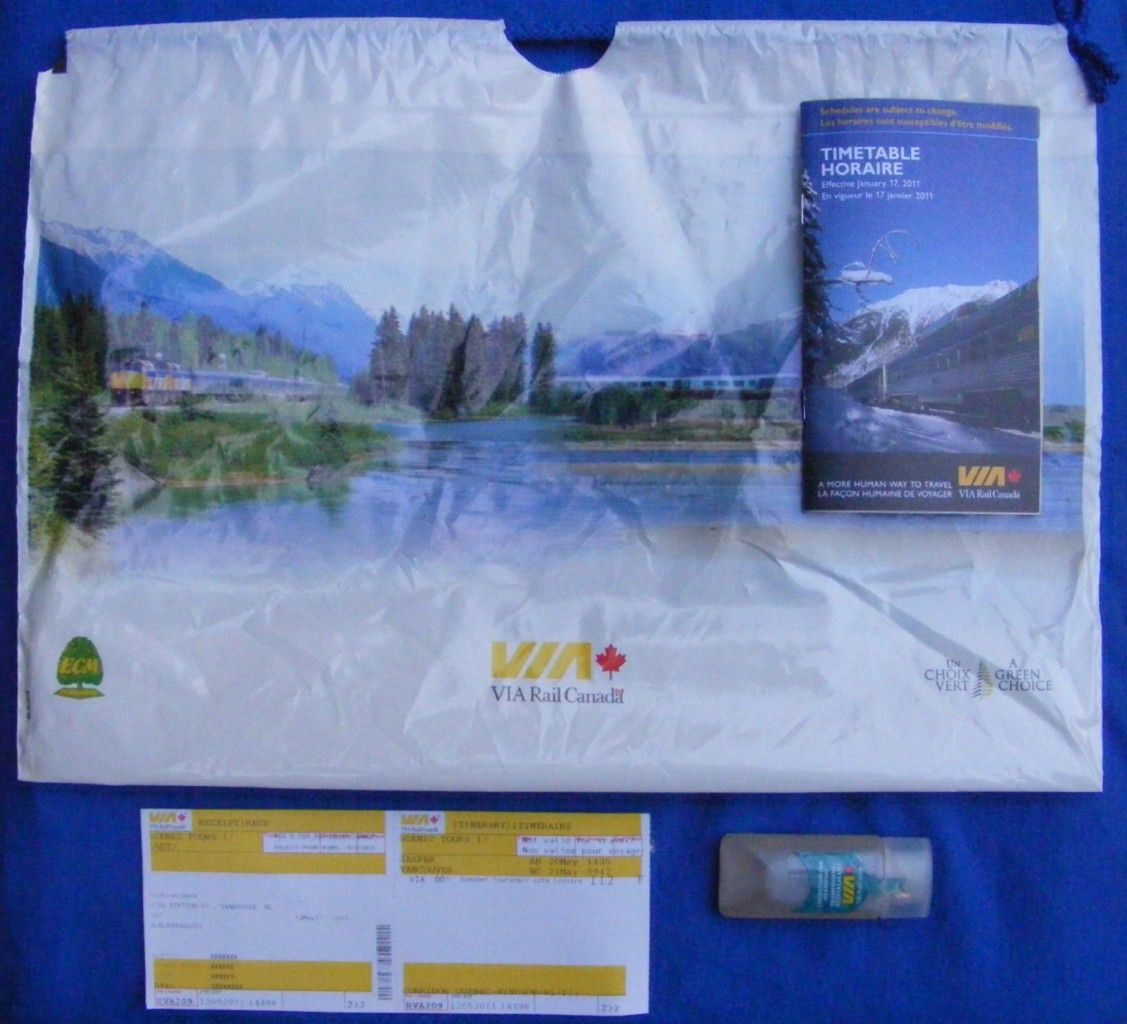 2011 VIA RAIL CANADA TRAIN TICKET BAG TIMETABLE + RARE