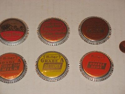   Lot of Milk Bottle Caps Miller Dairy Cambridge City Indiana