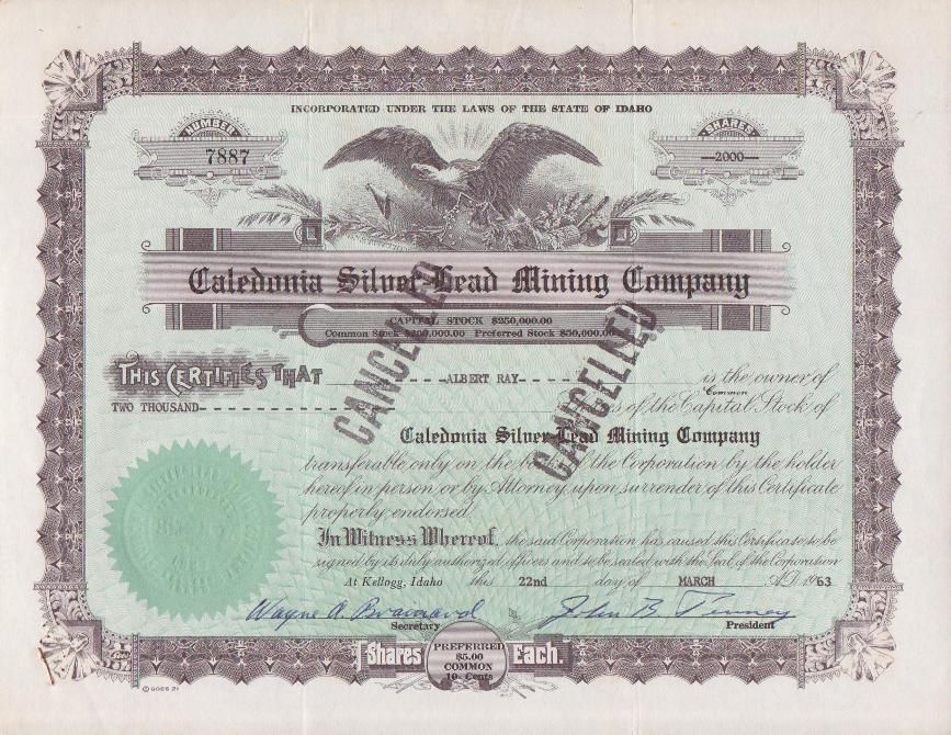 Idaho Caledonia Silver Lead Mining Company