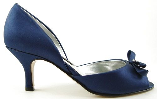 Caparros Krista Marine Blue Silk Bow Jeweled Womens Evening Open Toe 