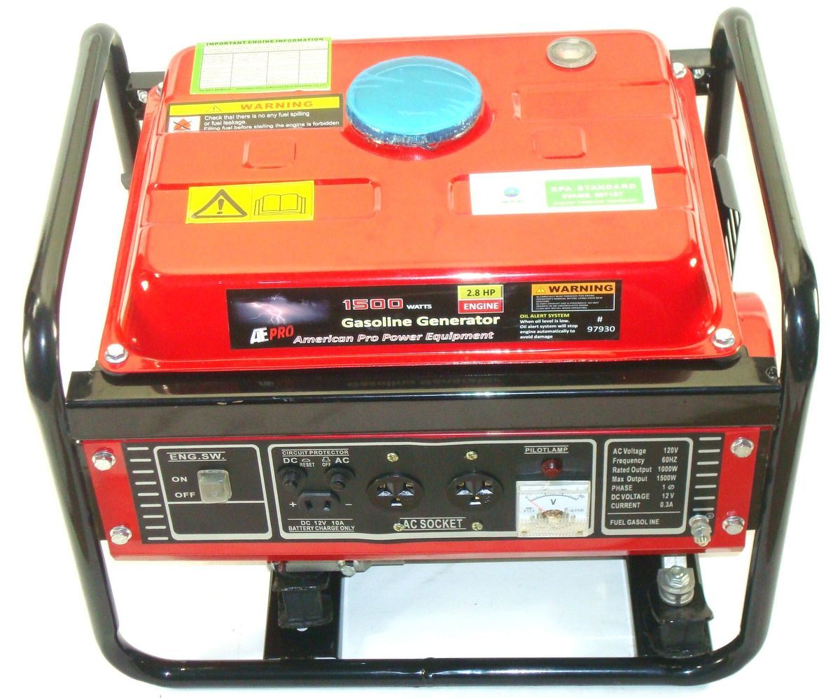 Gasoline Generator 1500Watt Camping 12V 120V Portable