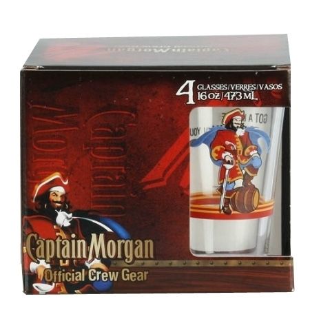 Captain Morgan Set 4 16oz Bar Glasses Official Crew Gear