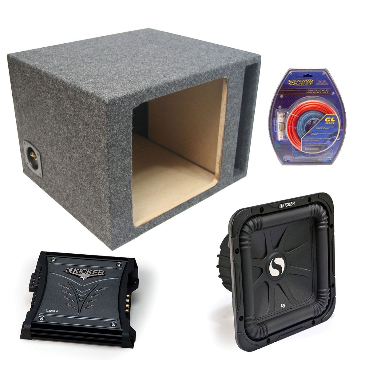 Kicker Car Audio 12 Single S12L3 L3 Square Ported Subwoofer Sub Box 