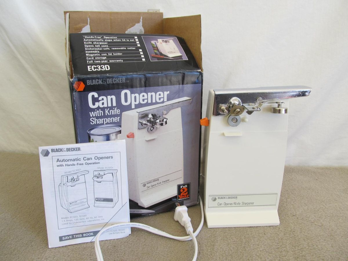 Black Decker Can Opener Knife Sharpener With Box Instructions EC33D