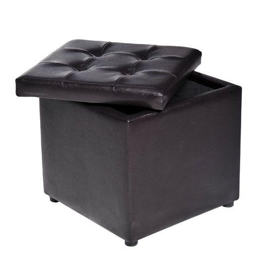 Homcom PU Leather Square Storage Ottomanfootstool in Black – Foot 