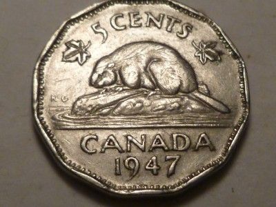 canada 1947 5 cents george vi canadian nickel