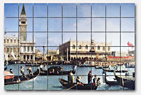 Canaletto Bucintoro Ceramic Mural Backsplash Kitchen 39x26 in