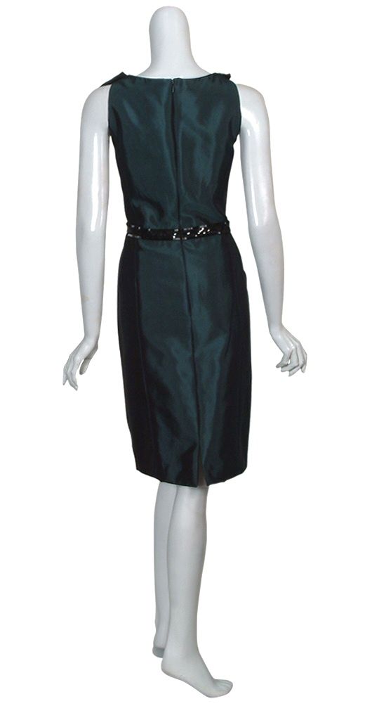 Carmen Marc Valvo Flattering Satin Ruffle Dress 14 New