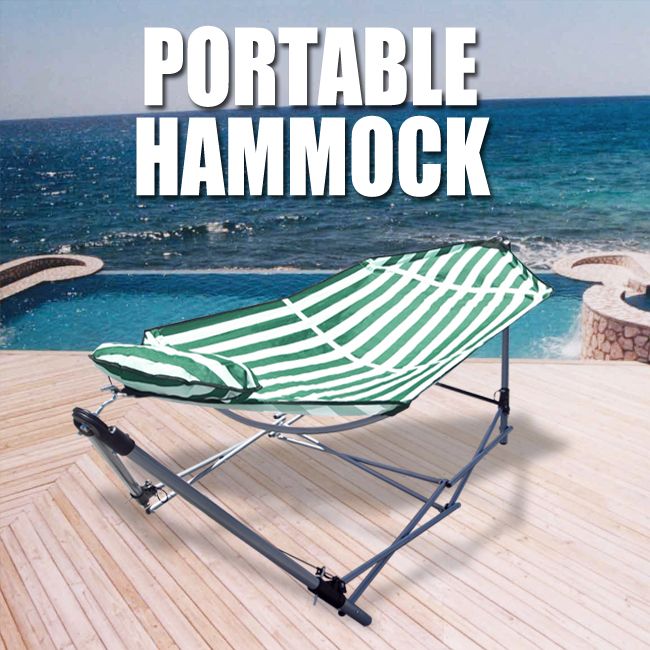 Portable Folding Hammock with Pillow Carrying Bag Beach Lounge Camping 