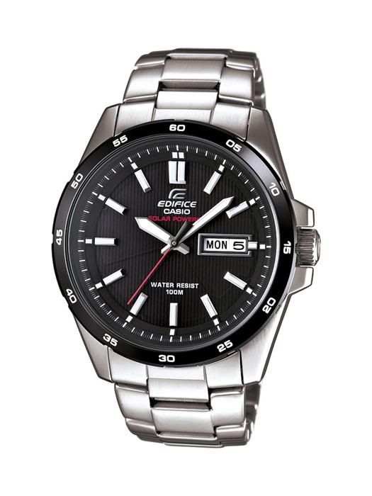 Casio EFR 100SB 1AVEF Edifice Solar Day Date Black Dial New Model UK 