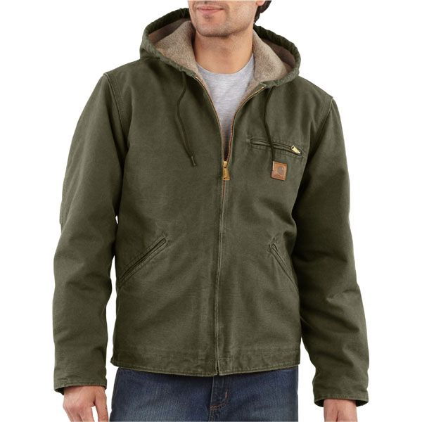 Featuring a sherpa lined body and hood, Carhartts Sandstone Sierra 