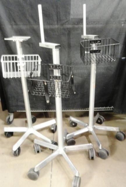 3x Various Ploymount 5 Wheel Stands  For Nursing Carts  Medical