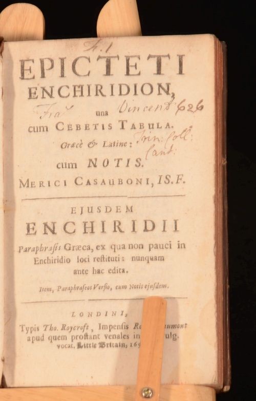 1659 Epicteti Enchiridion Epictetus Stoic Philosophy Very Scarce Meric 