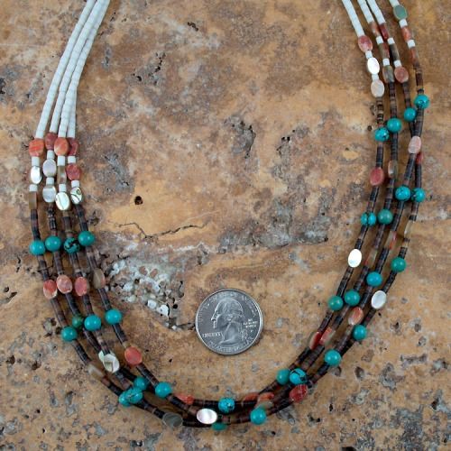 Santo Domingo Heishi Turquoise Shell Necklace Pacheco SKU#221051