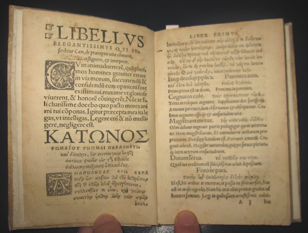 1524 Distichs of CATO, ERASMUS commentary, RARE post Incunabula