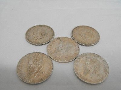   of 5 Mexican Cinco Pesos Silver Coins Hidalgo & Carranza .720 Silver