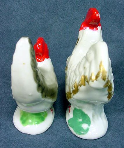 Rooster Chicken or Hen Ceramic Figurines Japan Japanese Vintage 1950s 