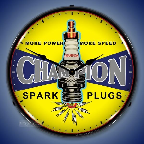 Nostalgic Vintage Style Champion Spark Plugs Backlit Lighted Wall 