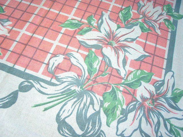 Vtg Tablecloth Pink French Ribbons Bows Lily Paris Apartment Garden 