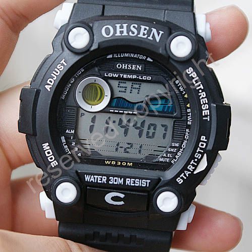 Digital Sport Colors Flash Back Light Quartz Men Watch