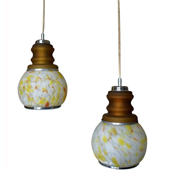 Mid Century Modern 2 Bulb Hanging Pendant Glass Light