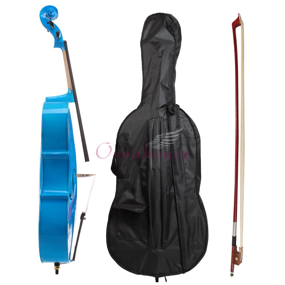   Full Size Professional Sound Blue Cello Bag Bow Rosin Bridge