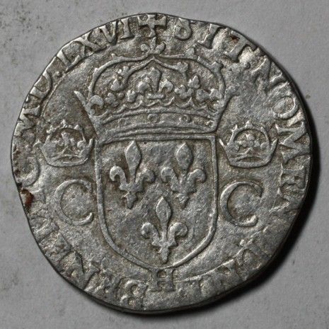 1566 H Charles VIIII RARE Larochelle Mint France Silver 1 4 ECU RARE 