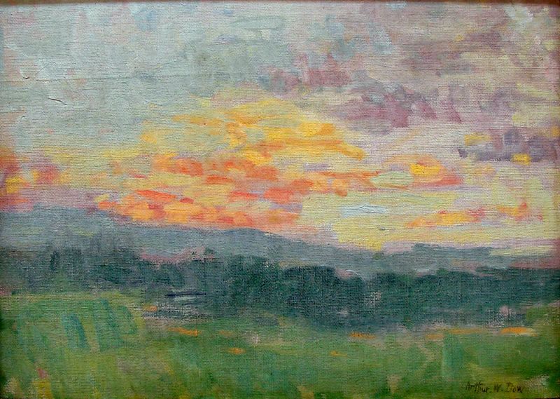   Antique Oil Painting Meadow at Sunset by Arthur Wesley Dow