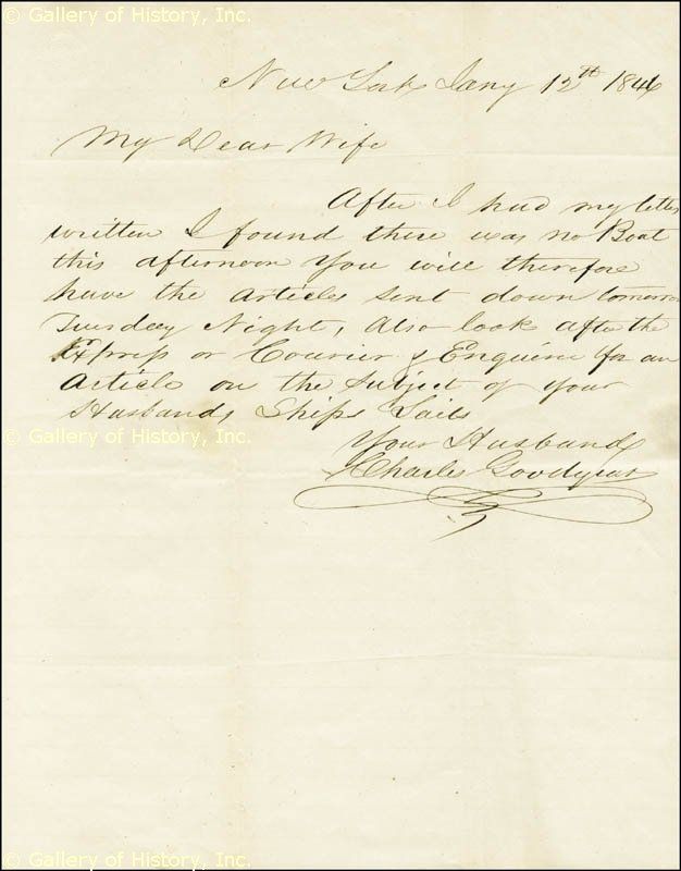 Charles Goodyear Autograph Letter Signed 01 12 1846