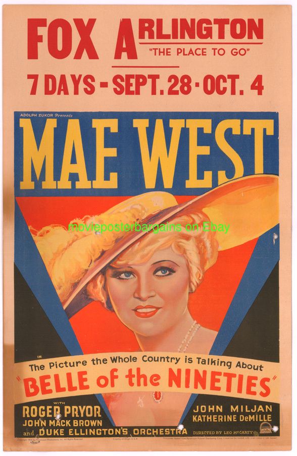 Belle of The Nineties Movie Poster w Card Mae West 1934