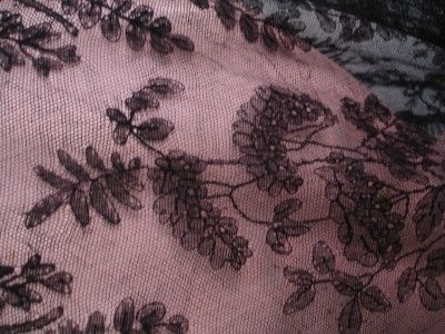 Antique Victorian Black Chantilly Net Lace Shawl Intricatedesign 