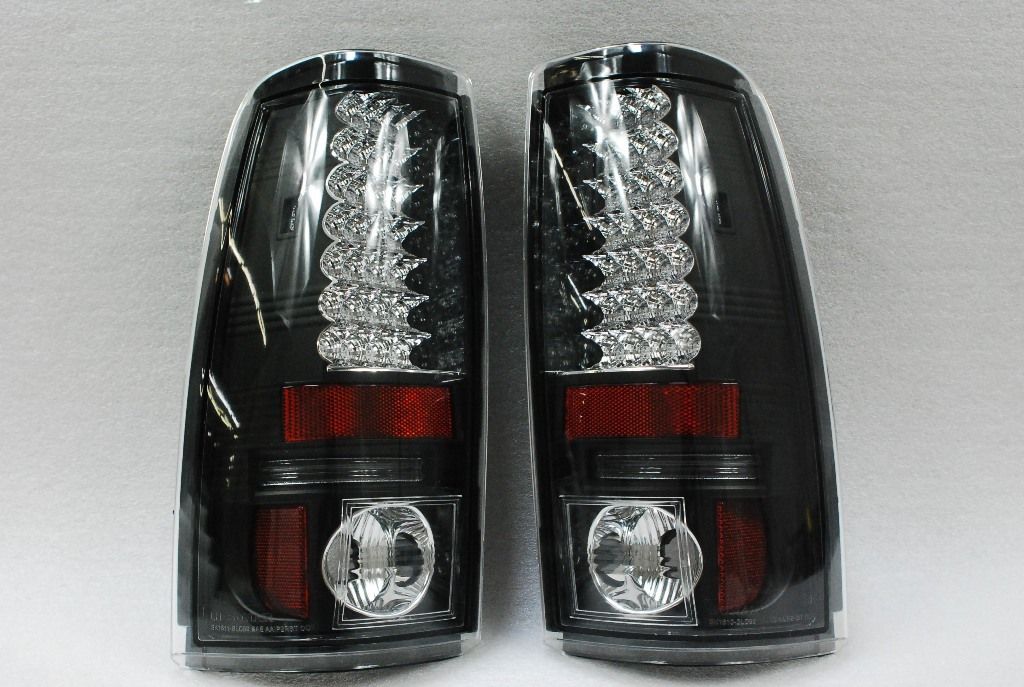 03 06 Chevy Silverado GMC Sierra Pickup Truck Black LED Tail Lights 