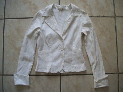 Sexy Luna Chix Ivory Stretch Pockets Button Collar Blazer Jacket Coat 