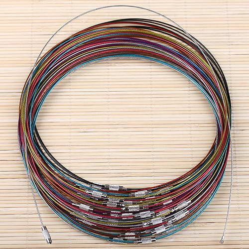 50p 1mm Wholesale Mixed Wire Cable Choker Necklace 18L